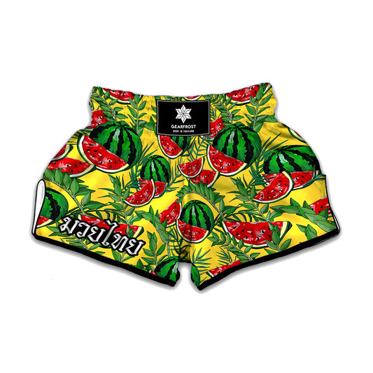 Leaf Watermelon Pieces Pattern Print Muay Thai Boxing Shorts