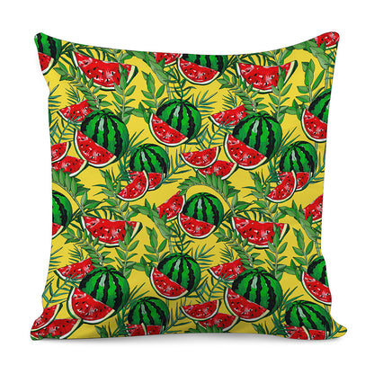 Leaf Watermelon Pieces Pattern Print Pillow Cover