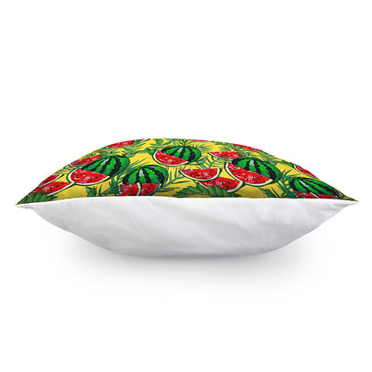 Leaf Watermelon Pieces Pattern Print Pillow Cover