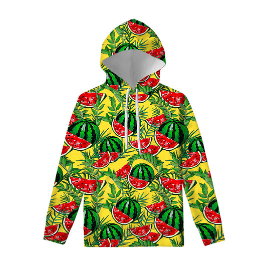 Leaf Watermelon Pieces Pattern Print Pullover Hoodie