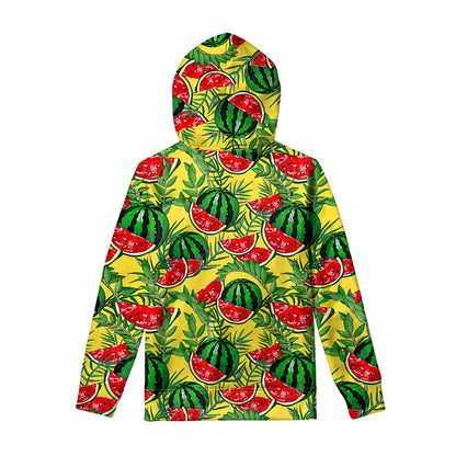 Leaf Watermelon Pieces Pattern Print Pullover Hoodie
