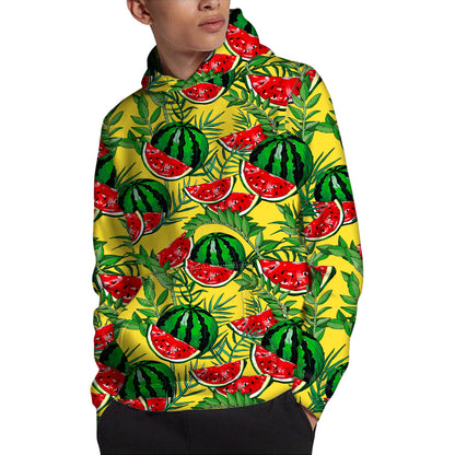 Leaf Watermelon Pieces Pattern Print Pullover Hoodie