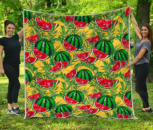 Leaf Watermelon Pieces Pattern Print Quilt