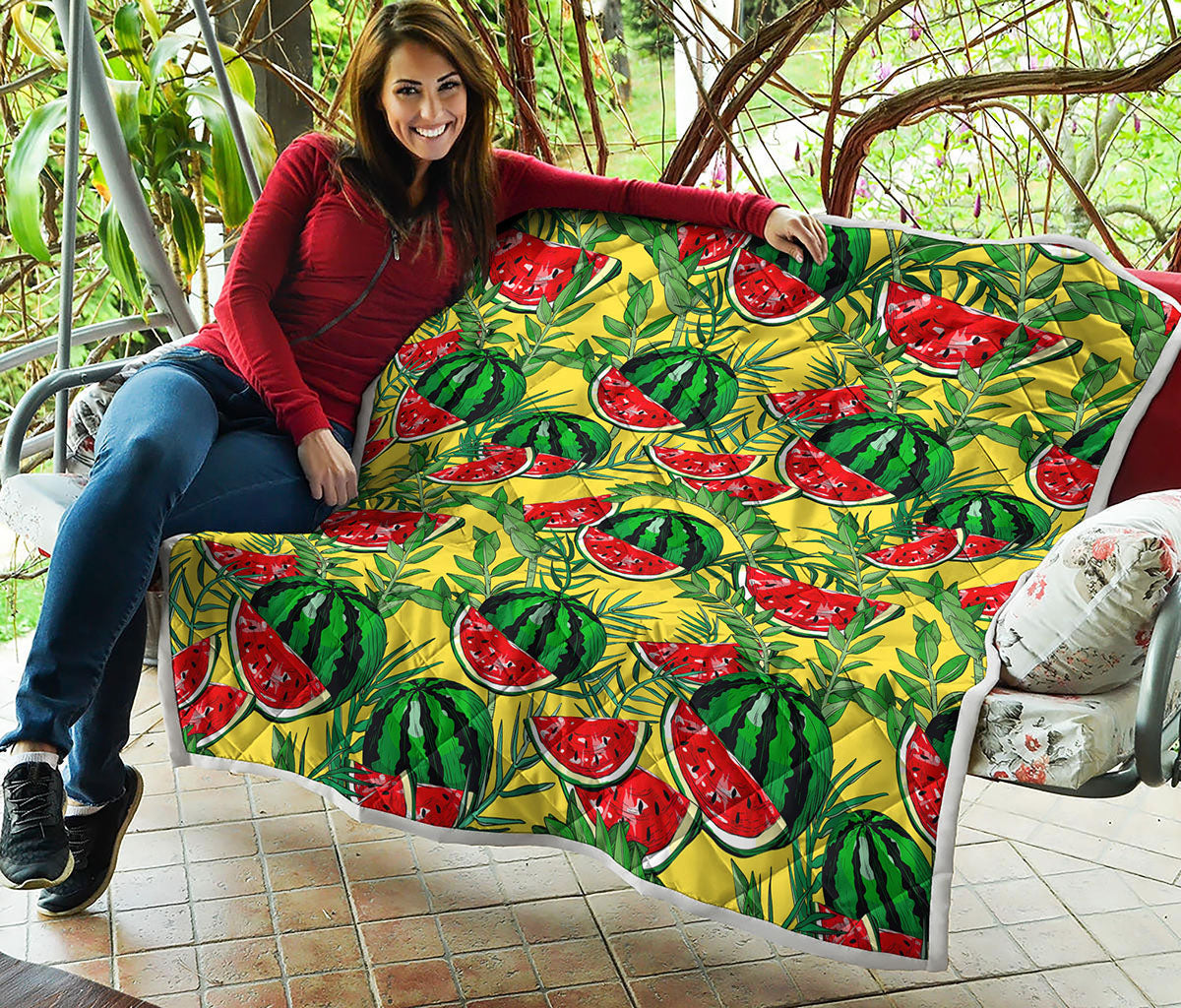 Leaf Watermelon Pieces Pattern Print Quilt