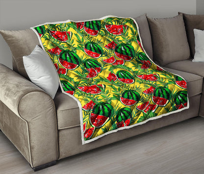 Leaf Watermelon Pieces Pattern Print Quilt