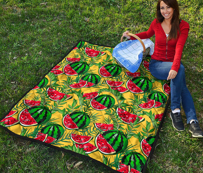 Leaf Watermelon Pieces Pattern Print Quilt