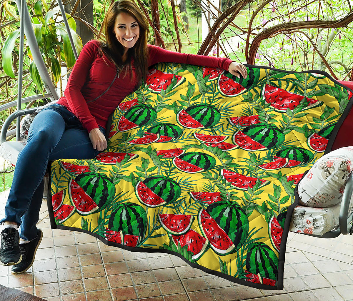 Leaf Watermelon Pieces Pattern Print Quilt