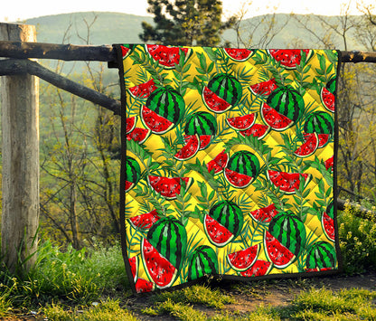 Leaf Watermelon Pieces Pattern Print Quilt