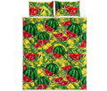 Leaf Watermelon Pieces Pattern Print Quilt Bed Set