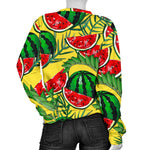 Leaf Watermelon Pieces Pattern Print Women's Crewneck Sweatshirt GearFrost