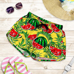 Leaf Watermelon Pieces Pattern Print Women's Shorts