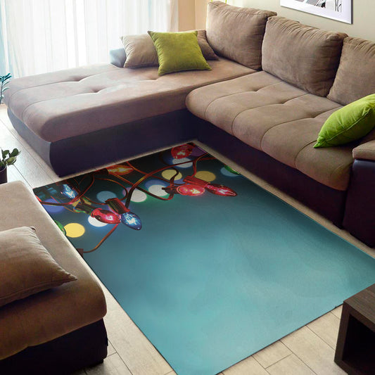 LED Christmas String Lights Print Area Rug