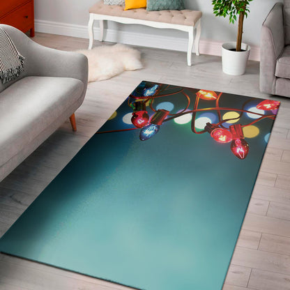 LED Christmas String Lights Print Area Rug