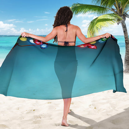 LED Christmas String Lights Print Beach Sarong Wrap