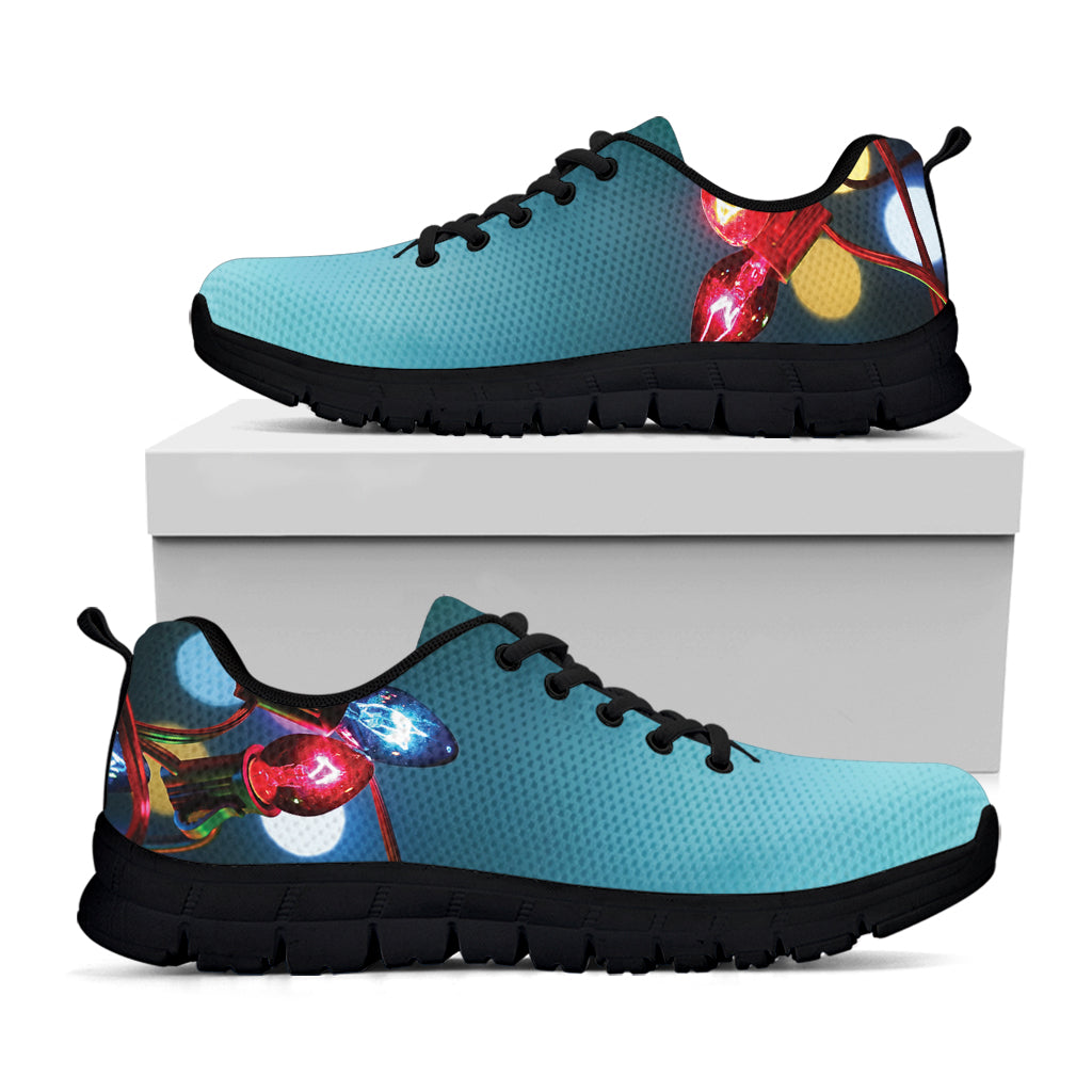LED Christmas String Lights Print Black Sneakers