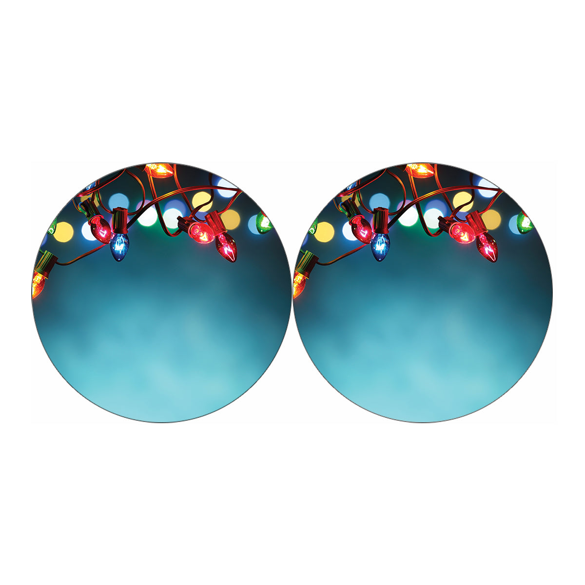 LED Christmas String Lights Print Car Coasters