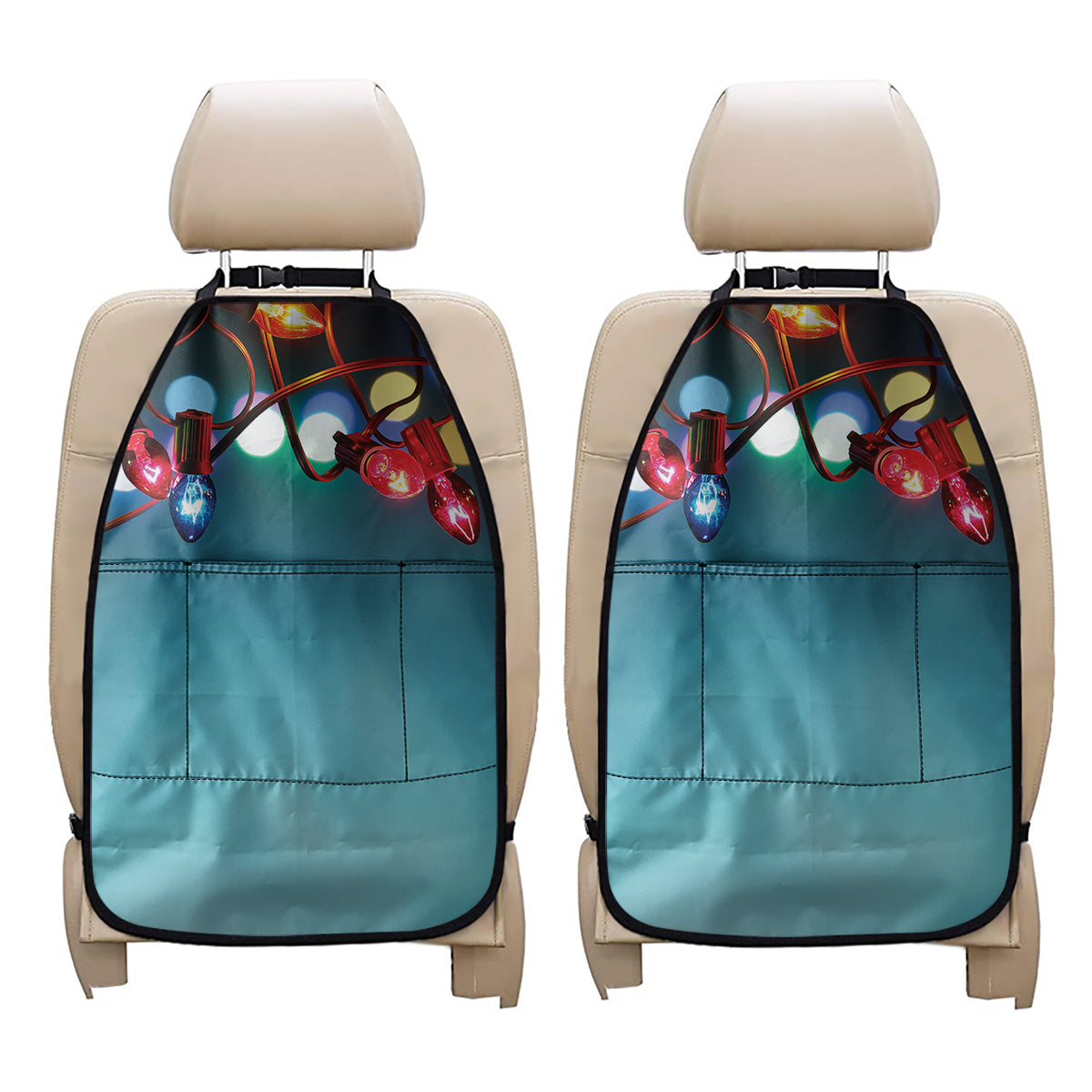 LED Christmas String Lights Print Car Seat Organizers