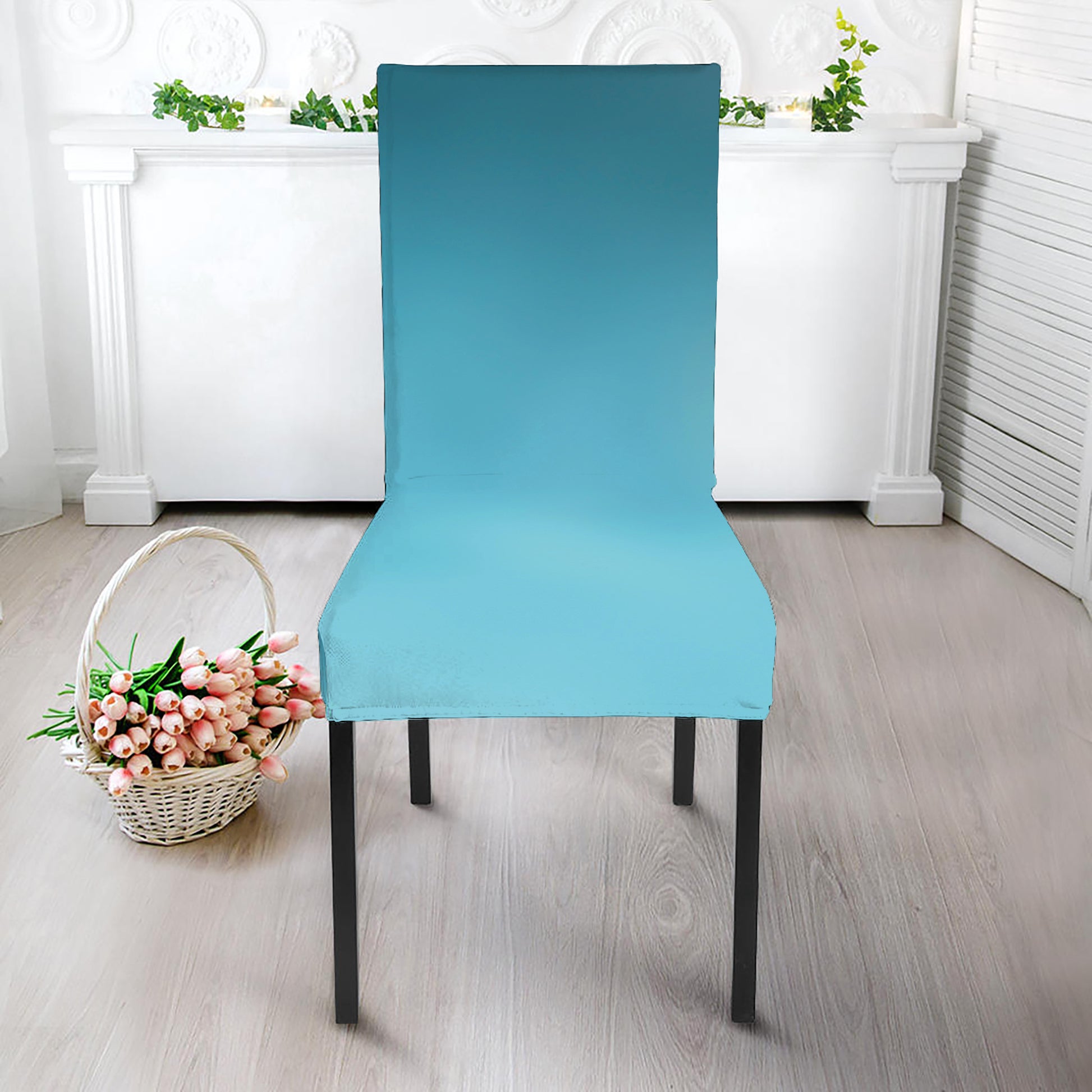 LED Christmas String Lights Print Dining Chair Slipcover