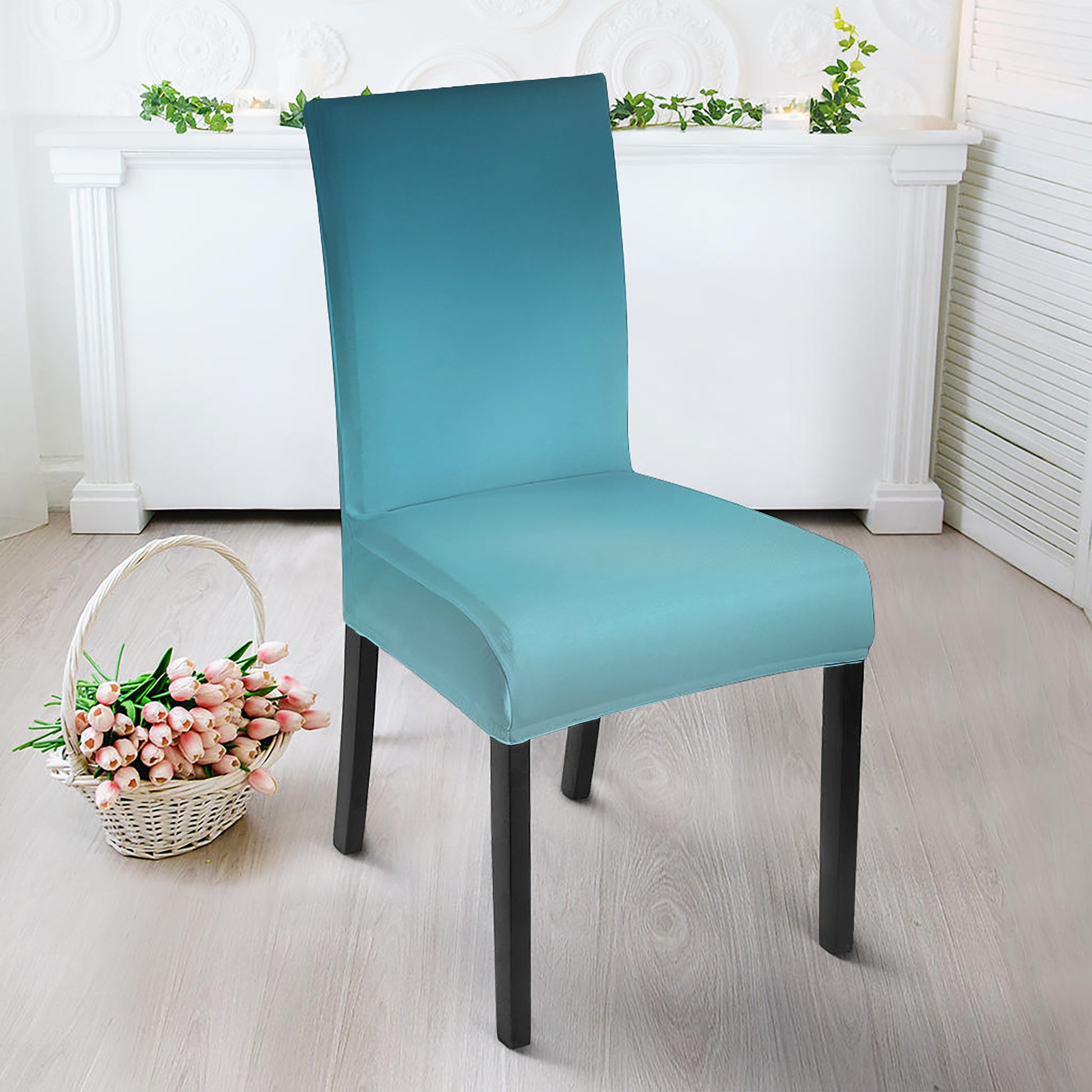 LED Christmas String Lights Print Dining Chair Slipcover