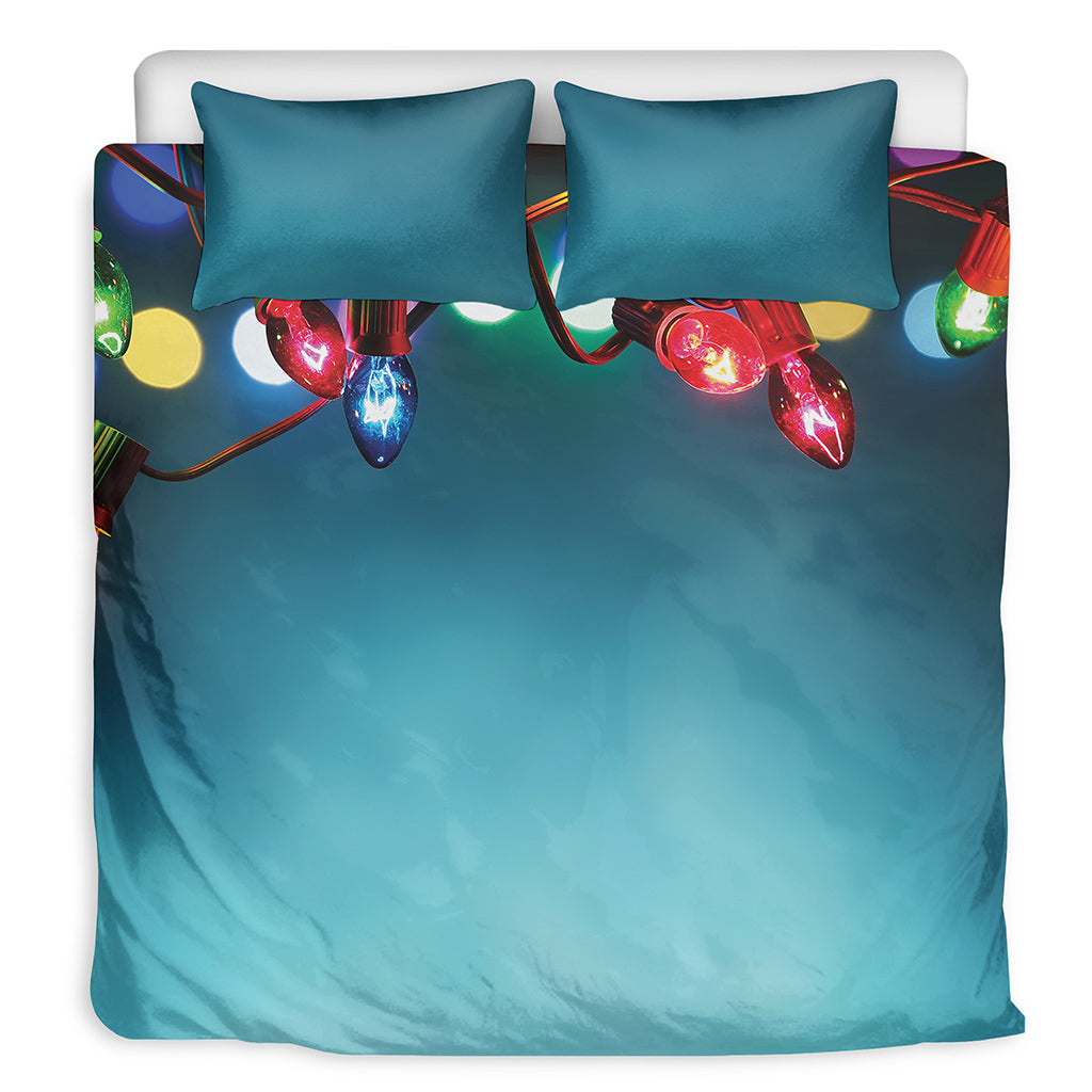 LED Christmas String Lights Print Duvet Cover Bedding Set