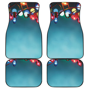 LED Christmas String Lights Print Front and Back Car Floor Mats