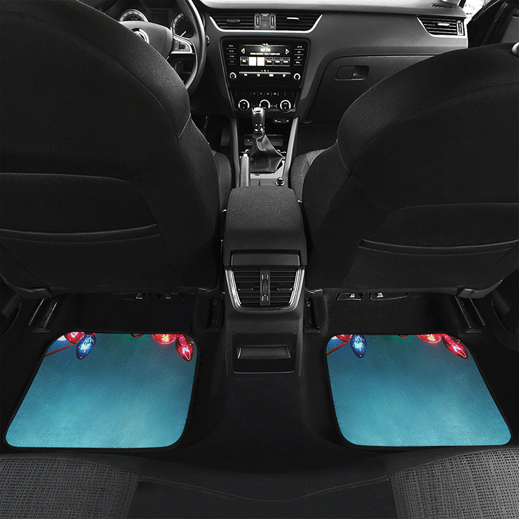 LED Christmas String Lights Print Front and Back Car Floor Mats