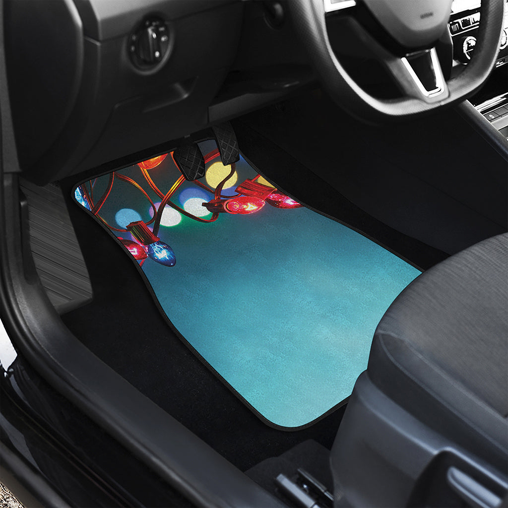 LED Christmas String Lights Print Front and Back Car Floor Mats