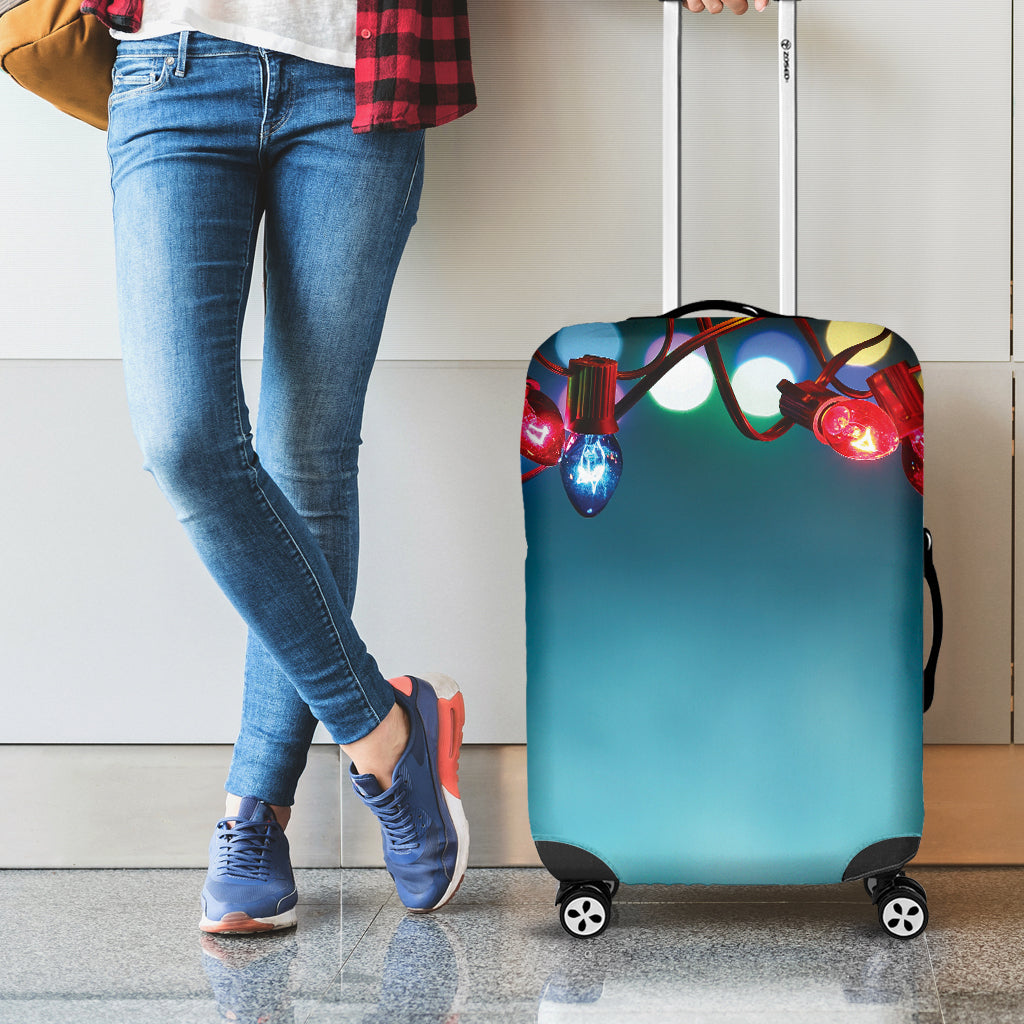 LED Christmas String Lights Print Luggage Cover