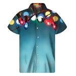 LED Christmas String Lights Print Men's Short Sleeve Shirt
