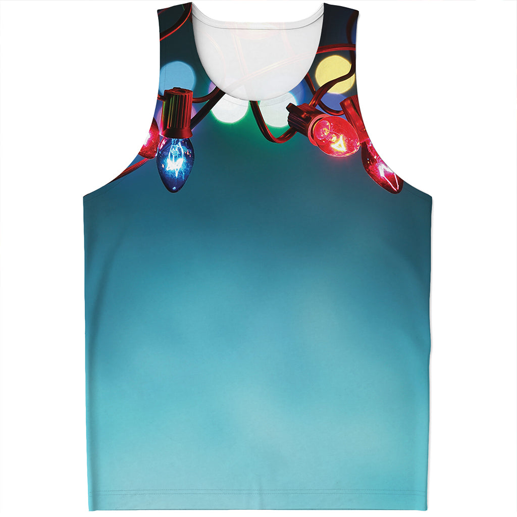 LED Christmas String Lights Print Men's Tank Top