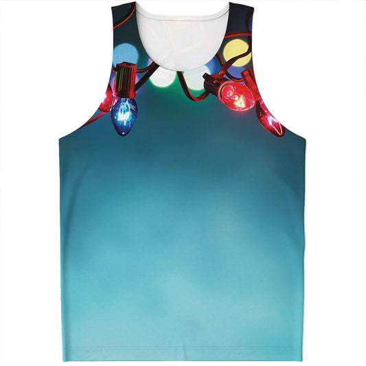 LED Christmas String Lights Print Men's Tank Top