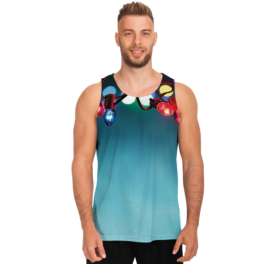 LED Christmas String Lights Print Men's Tank Top