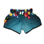 LED Christmas String Lights Print Muay Thai Boxing Shorts