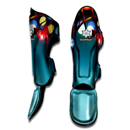 LED Christmas String Lights Print Muay Thai Shin Guard