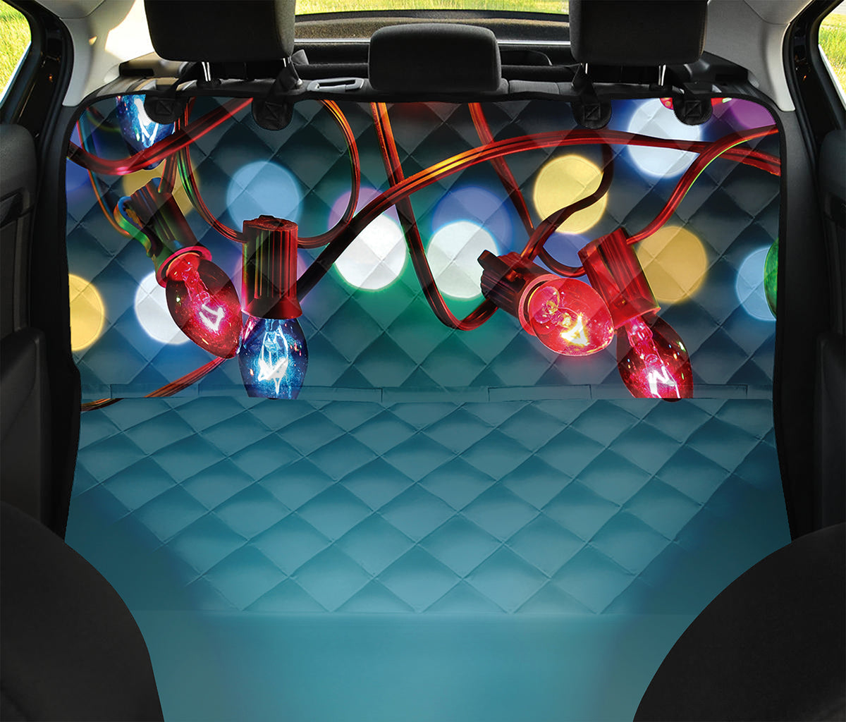 LED Christmas String Lights Print Pet Car Back Seat Cover