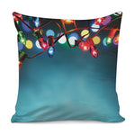 LED Christmas String Lights Print Pillow Cover