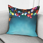 LED Christmas String Lights Print Pillow Cover
