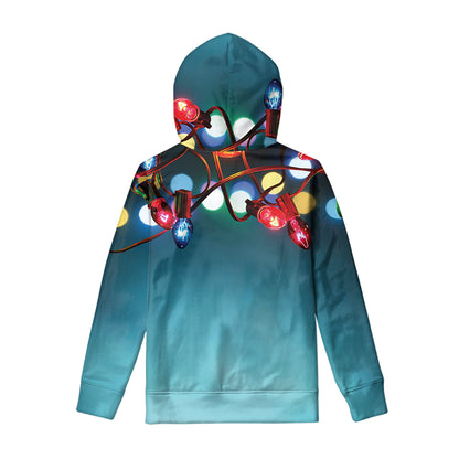 LED Christmas String Lights Print Pullover Hoodie