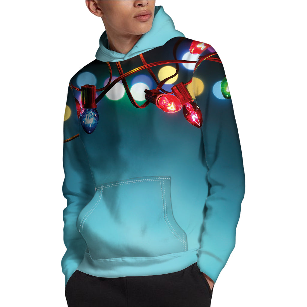 LED Christmas String Lights Print Pullover Hoodie