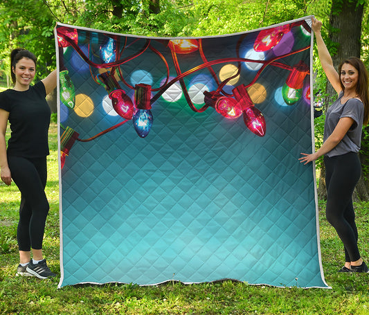 LED Christmas String Lights Print Quilt