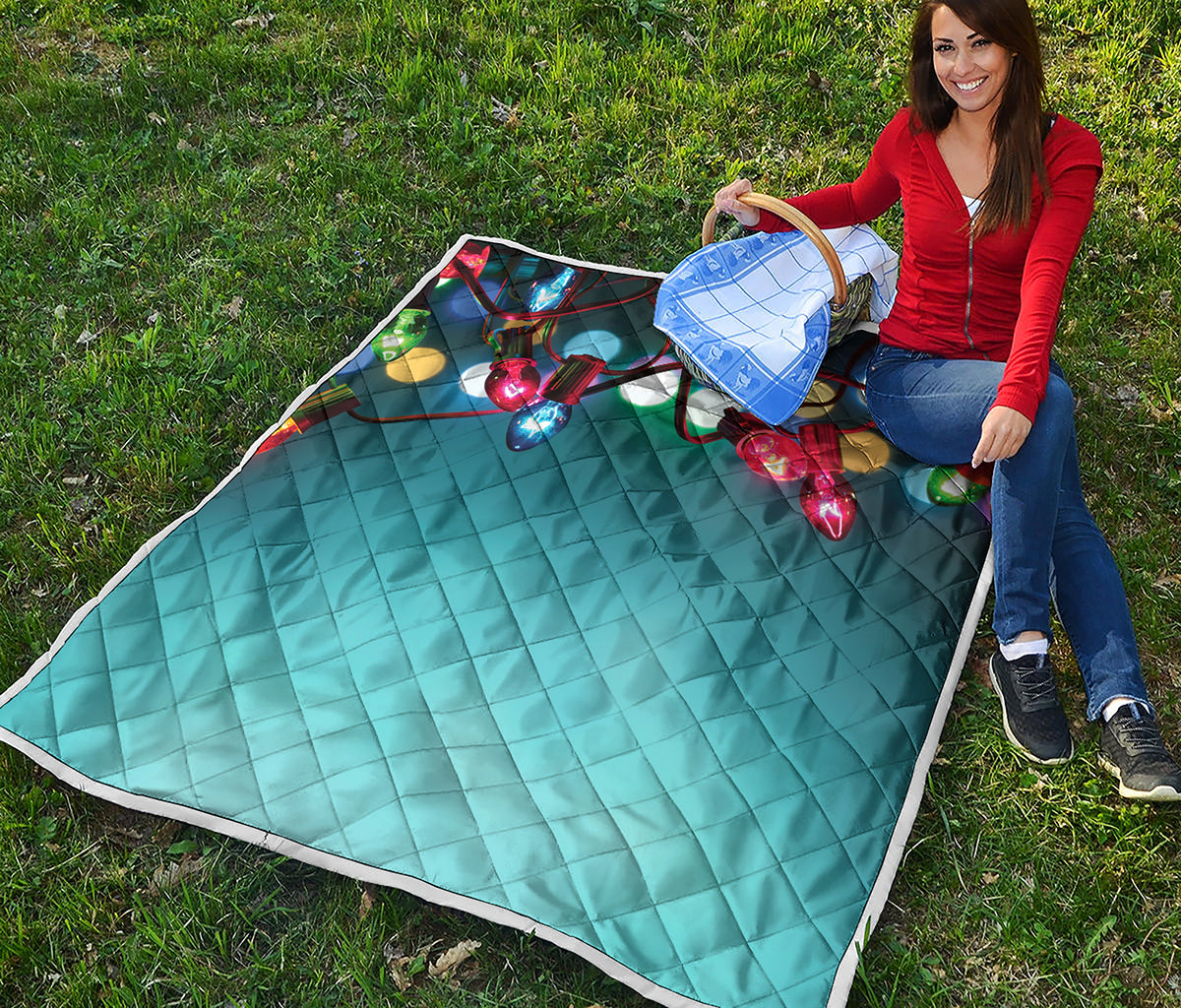 LED Christmas String Lights Print Quilt