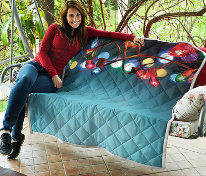 LED Christmas String Lights Print Quilt