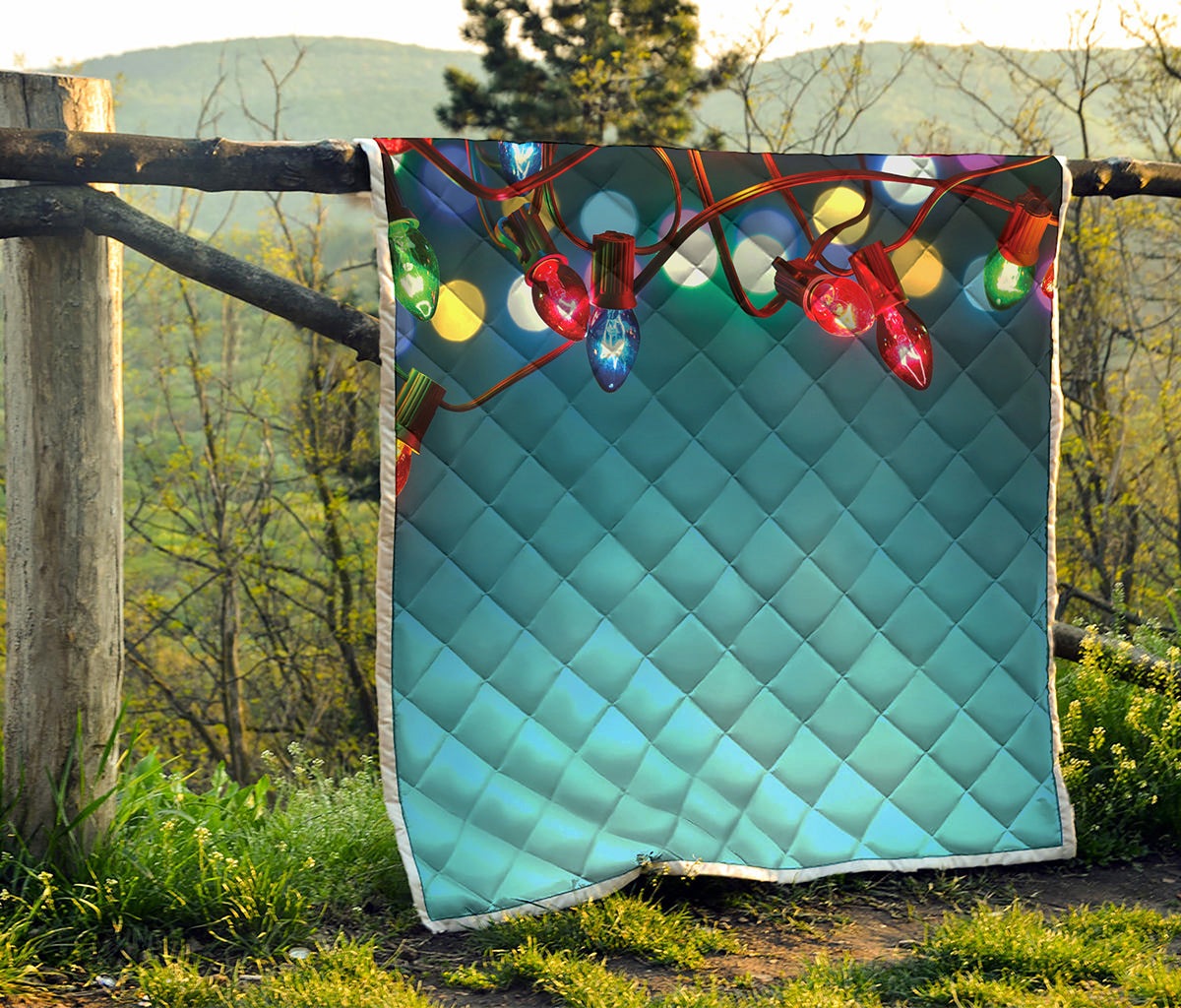 LED Christmas String Lights Print Quilt