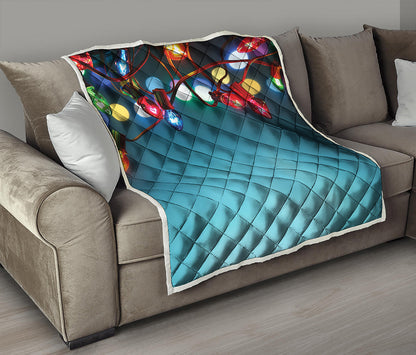 LED Christmas String Lights Print Quilt