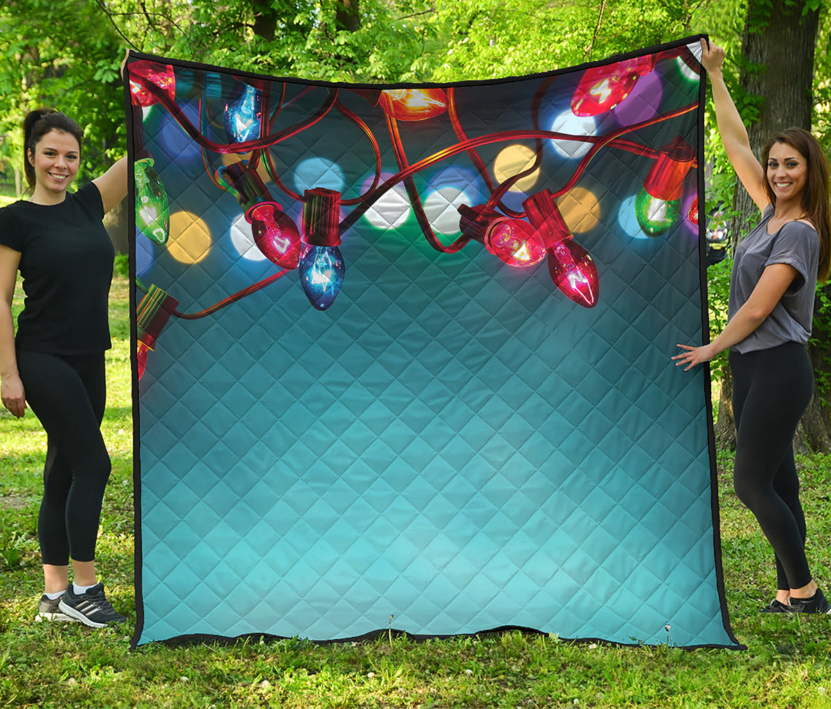 LED Christmas String Lights Print Quilt