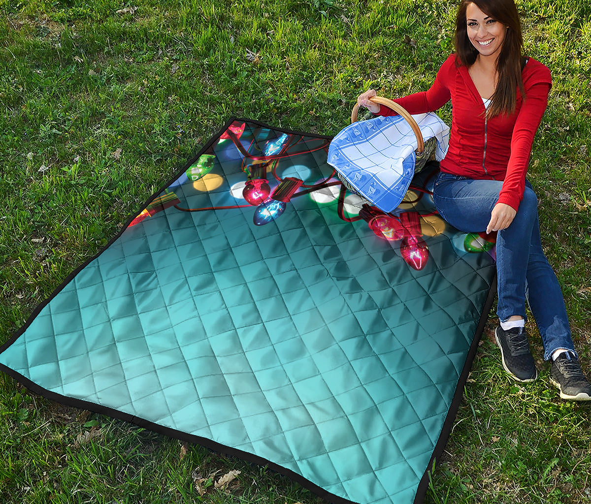 LED Christmas String Lights Print Quilt