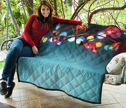 LED Christmas String Lights Print Quilt