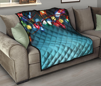 LED Christmas String Lights Print Quilt