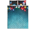 LED Christmas String Lights Print Quilt Bed Set