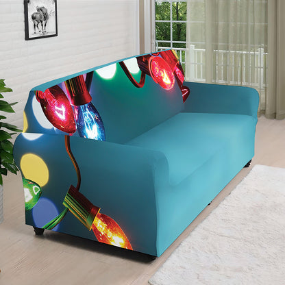 LED Christmas String Lights Print Sofa Cover